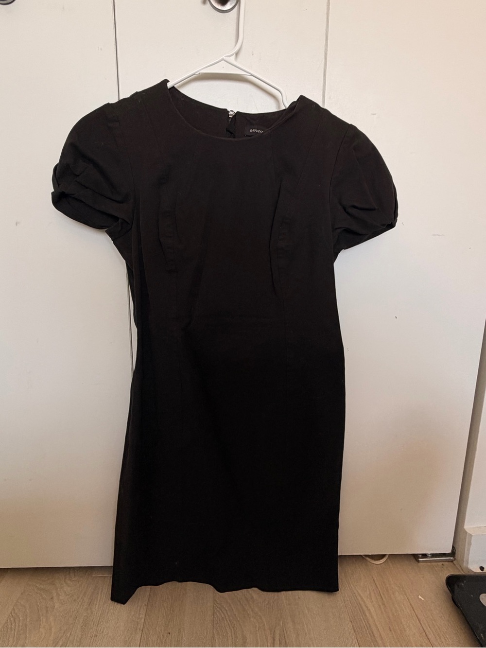 Banana Republic Black Puff-Sleeve Midi Dress